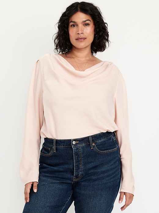 Image number 7 showing, Cowl-Neck Satin Top