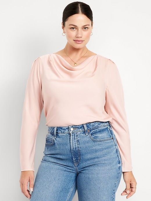 Image number 5 showing, Cowl-Neck Satin Top