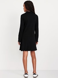 Image number 2 showing, Long-Sleeve Fit and Flare Ribbed Polo Dress for Girls