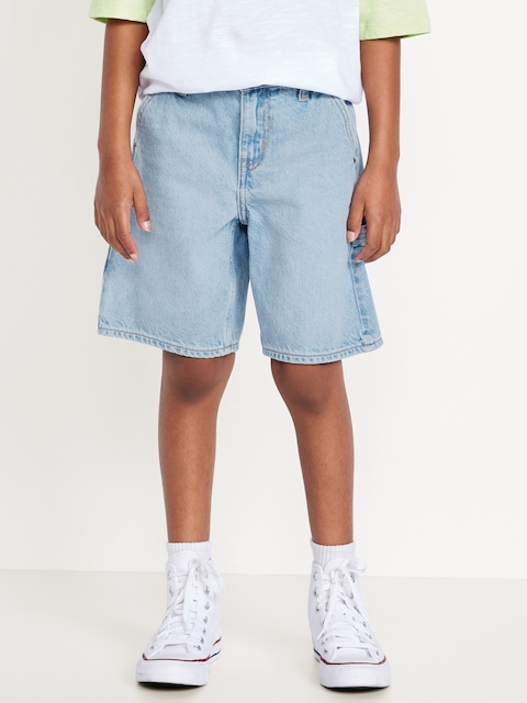 Knee Length Baggy Carpenter Jean Shorts for Boys - Blue