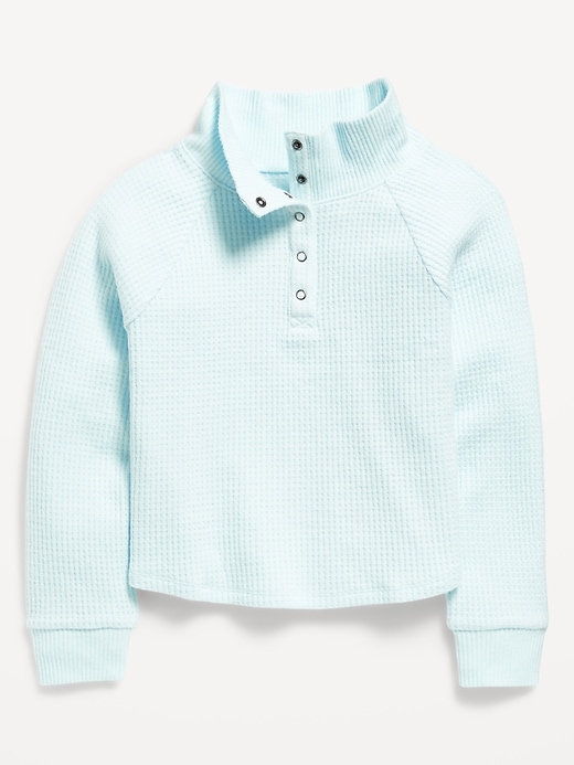 Image number 2 showing, CozePlush Waffle-Knit Henley Top for Girls