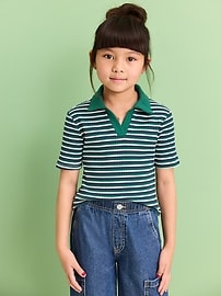 Image number 1 showing, Short-Sleeve Fitted Collared Top for Girls