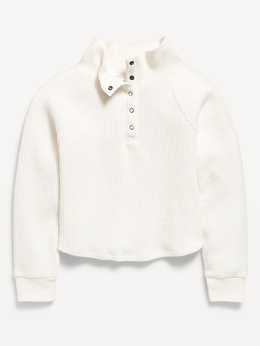 Image number 2 showing, CozePlush Waffle-Knit Henley Top for Girls