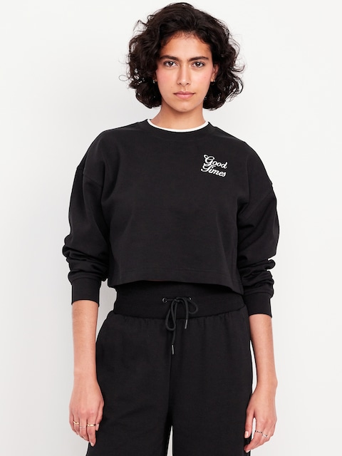 Dynamic Fleece Oversized Crop Sweatshirt - Light Black Heather