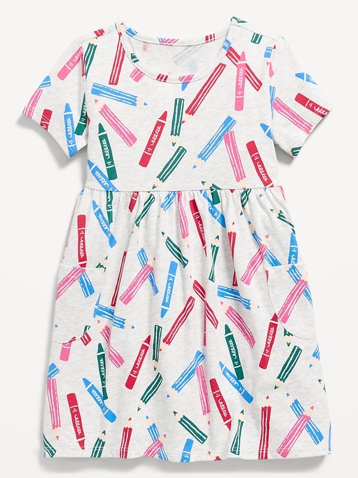 View large product image 1 of 2. Printed Jersey-Knit Short-Sleeve Dress for Toddler Girls