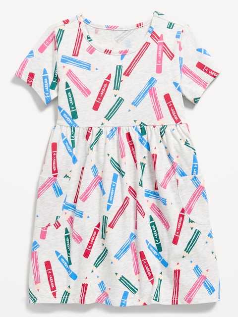 Printed Jersey-Knit Short-Sleeve Dress for Toddler Girls - Multi