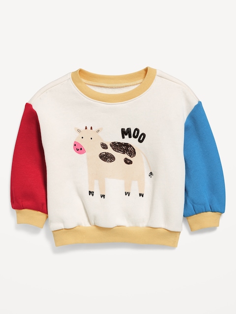 Printed Crew-Neck Sweatshirt for Baby - White