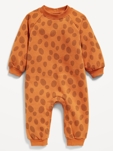 Long-Sleeve French-Terry One-Piece Jumpsuit for Baby - Brown