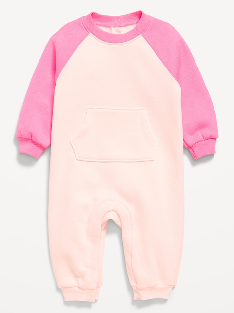 Long-Sleeve French-Terry One-Piece Jumpsuit for Baby - Pink