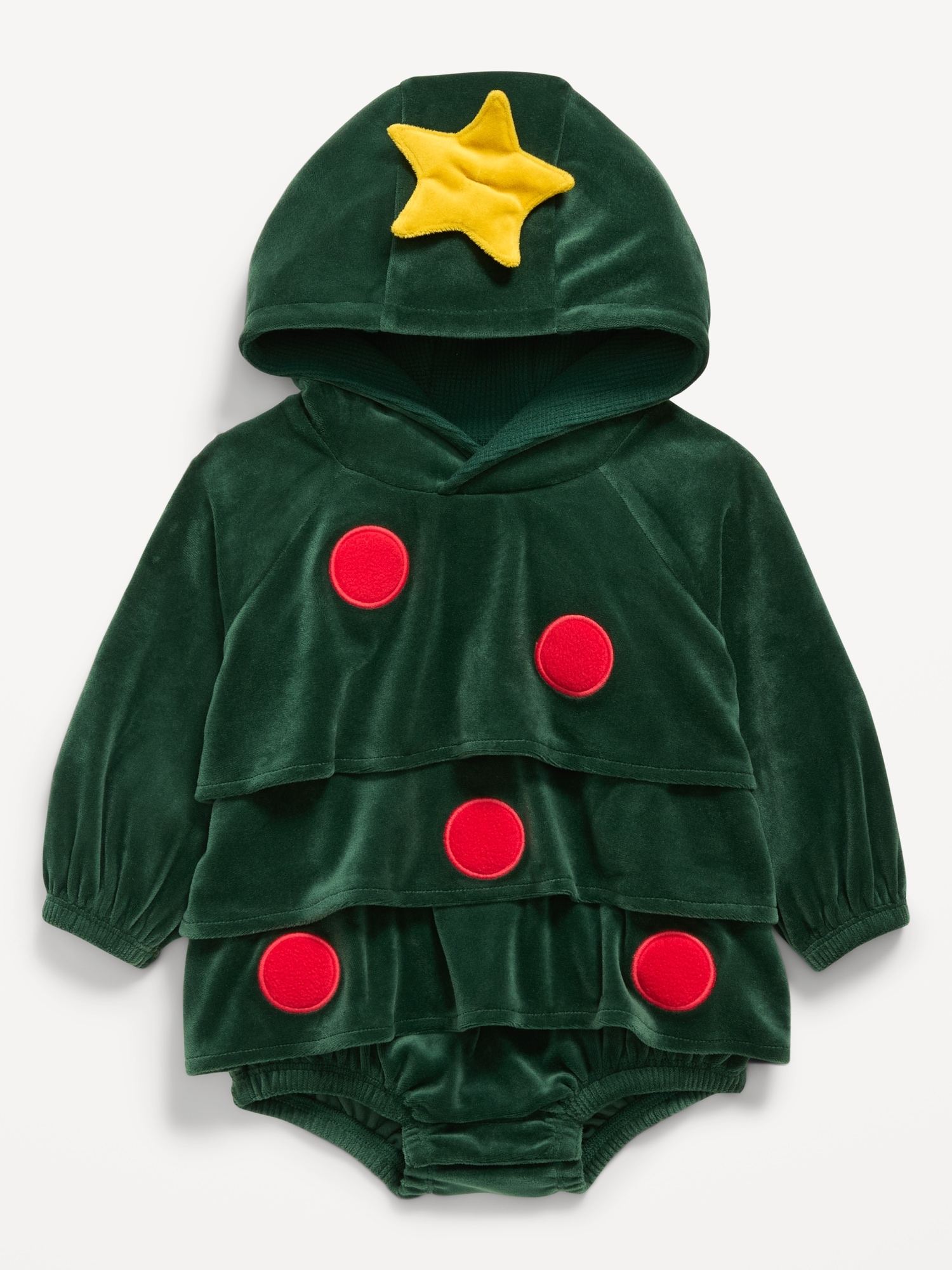 Unisex "Holiday Tree" Costume Hooded One-Piece Romper for Baby