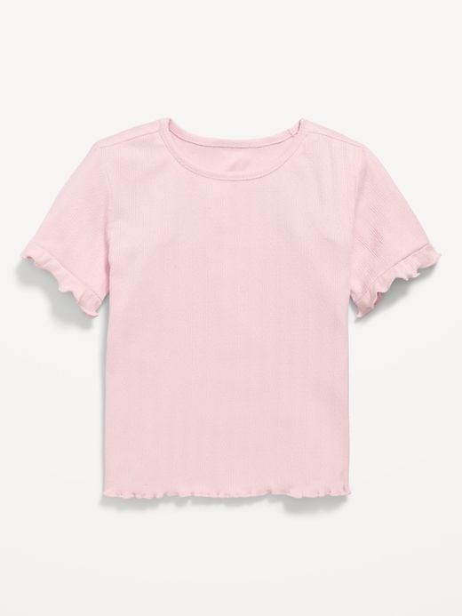 View large product image 1 of 2. Short-Sleeve Pointelle-Knit Top for Toddler Girls