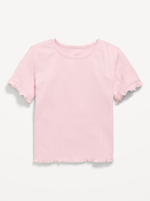 Short-Sleeve Pointelle-Knit Top for Toddler Girls - Red