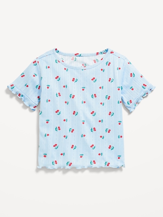 View large product image 1 of 2. Printed Short-Sleeve Pointelle-Knit Top for Toddler Girls