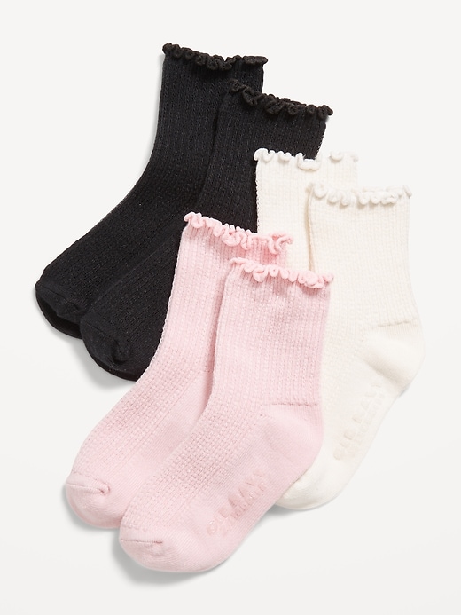 View large product image 1 of 2. Ruffle-Cuff Crew Socks 3-Pack for Toddler & Baby