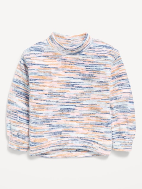 Chandail en chenille douillet à col montant pour toute-petite fille - Assortiment Bleu