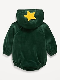 L'image numéro 2 présente Barboteuse une-pièce « Holiday Tree » (Arbre festif) à capuchon unisexe pour bébé