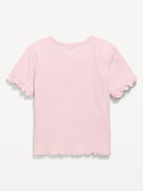L'image numéro 2 présente Haut henley à manches courtes en tricot ajouré pour toute-petite fille