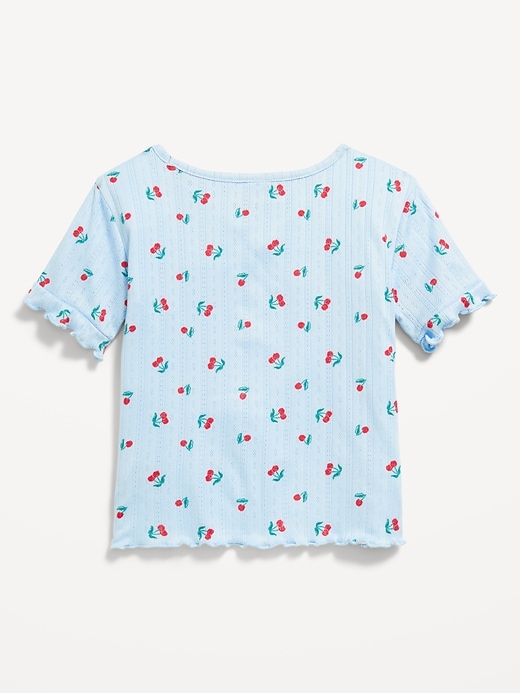 View large product image 2 of 2. Printed Short-Sleeve Pointelle-Knit Top for Toddler Girls
