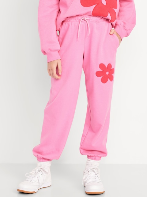 Pantalon de jogging rétro à taille haute pour Fille - Rose