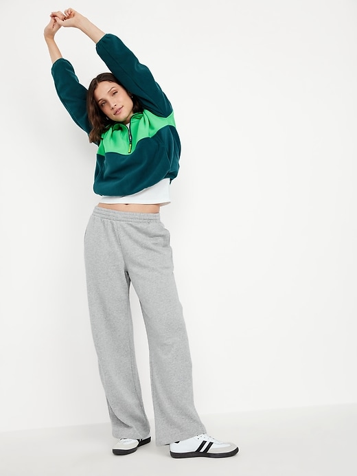 L'image numéro 3 présente Pantalon en coton ouaté à jambe large et à taille haute PurConfort
