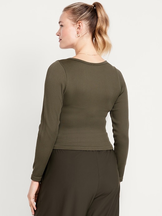 Image number 6 showing, Exhale Seamless Cropped Henley Top