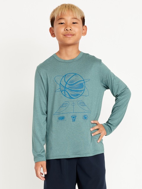 T-shirt Performance NuageSport à imprimé et à manches longues pour garçon - Bleu