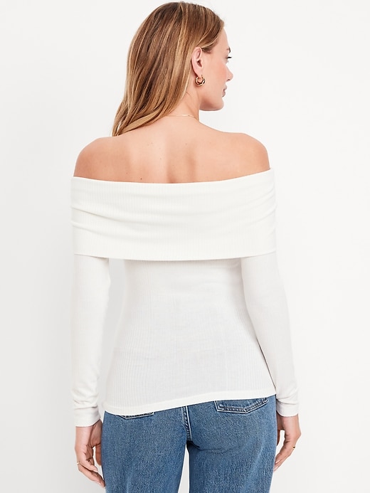 Image number 2 showing, Off-Shoulder Long-Sleeve Ribbed Top