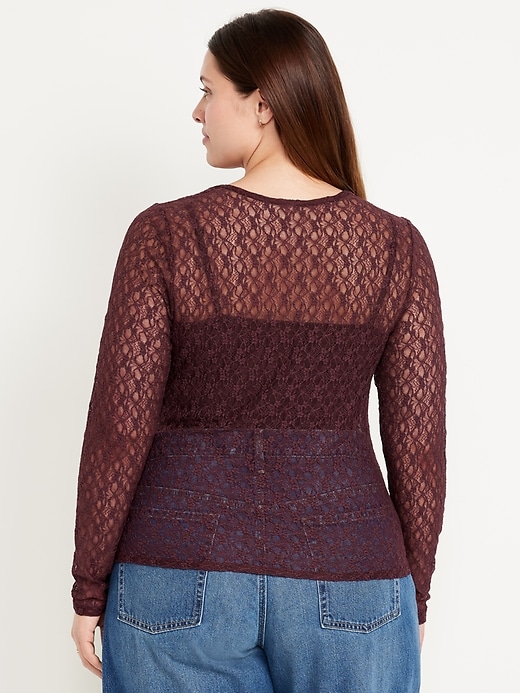 Image number 8 showing, Long-Sleeve Lace Crew-Neck Top