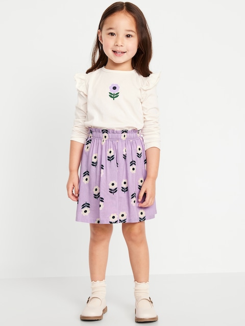 Ensemble jupe et t-shirt à volants à manches longues pour Toute-petite fille - Violet