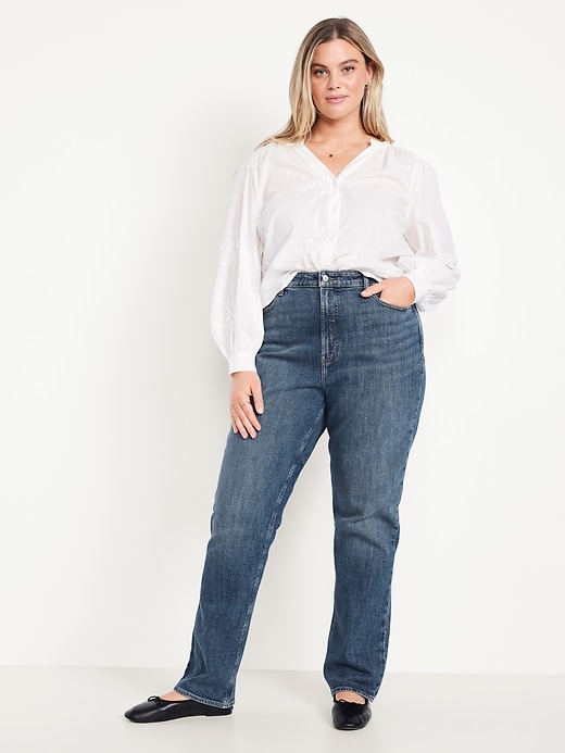 Image number 6 showing, Extra High-Waisted Straight Jeans