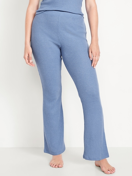 Image number 5 showing, High-Waisted Cozy Waffle Flare Pants