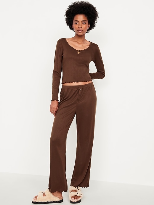 Image number 3 showing, High-Waisted Cozy Rib Pajama Pants