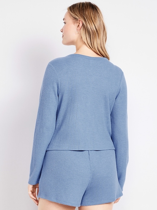 Image number 5 showing, Button-Down Waffle-Knit Sleep Top