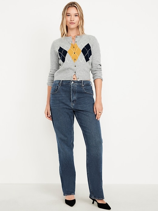 L'image numéro 4 présente Jean coupe droite détendue à taille basse moyenne