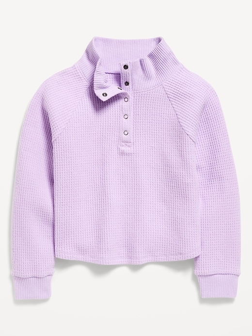 Image number 2 showing, CozePlush Waffle-Knit Henley Top for Girls