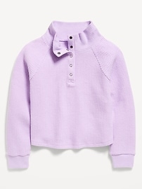 Image number 2 showing, CozePlush Waffle-Knit Henley Top for Girls