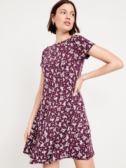 Image number 3 showing, Short-Sleeve Mini Swing Dress