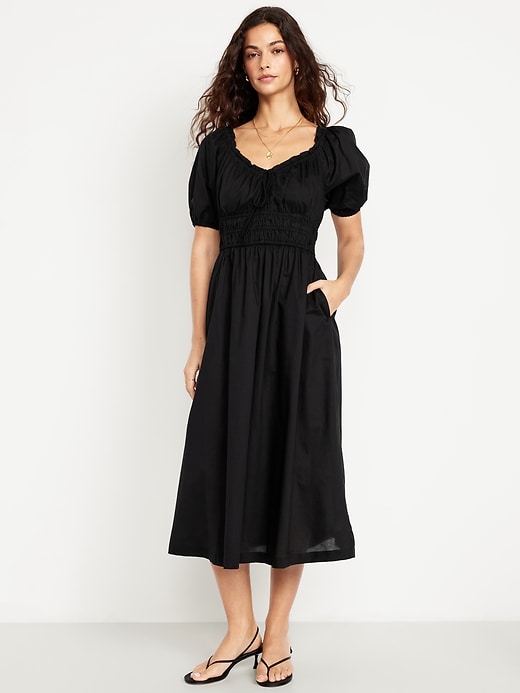 Image number 1 showing, Fit & Flare Puff-Sleeve Midi Dress