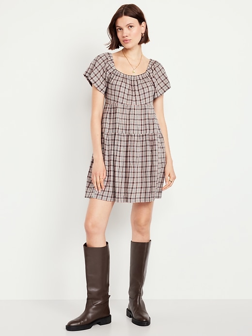 Image number 1 showing, Tiered Mini Swing Dress