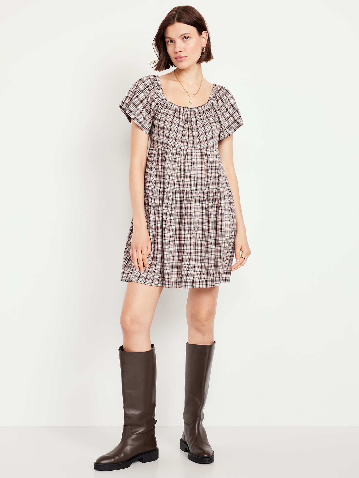 Tiered Mini Swing Dress