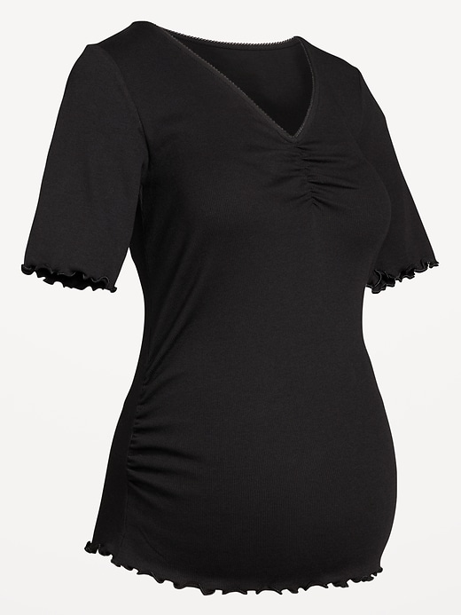Image number 8 showing, Maternity V-Neck Elbow-Sleeve Top