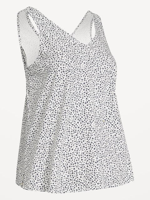 Maternity Crepe Shell Tank - Black Floral