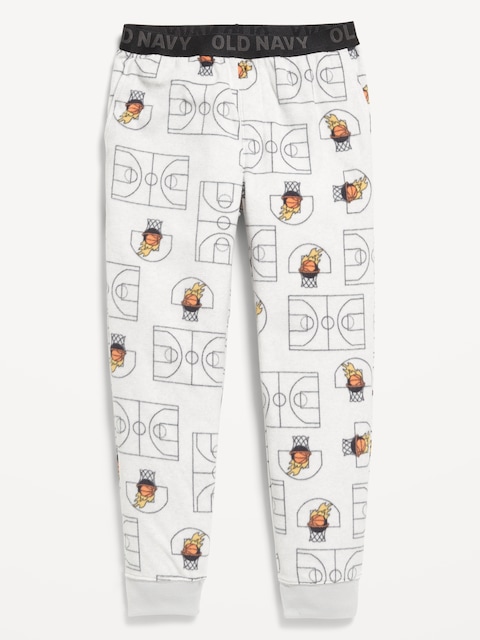 Printed Microfleece Pajama Jogger Pants for Boys - Basketball H Grey