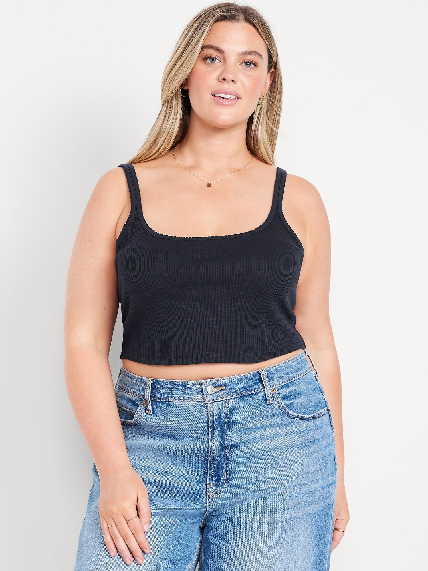 Cropped Pointelle Cami Top