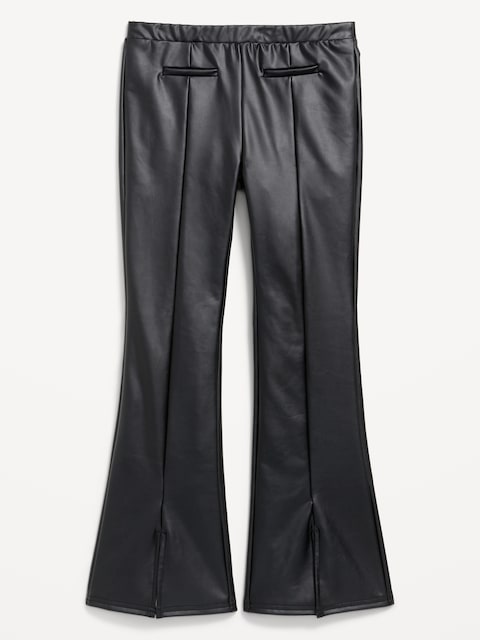Faux-Leather Trouser Flare Pants for Girls - Black Jack