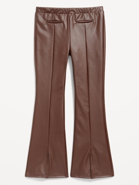 Faux-Leather Trouser Flare Pants for Girls - Tannin Brown