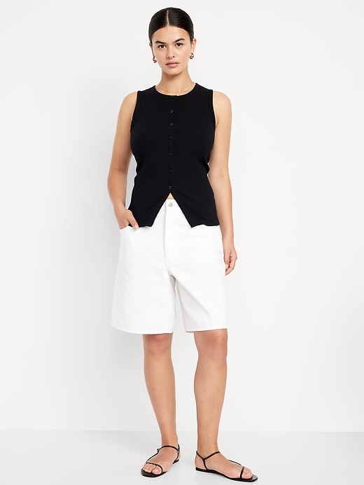 Image number 4 showing, Mid-Rise Baggy Jean Bermuda Shorts -- 9-inch inseam