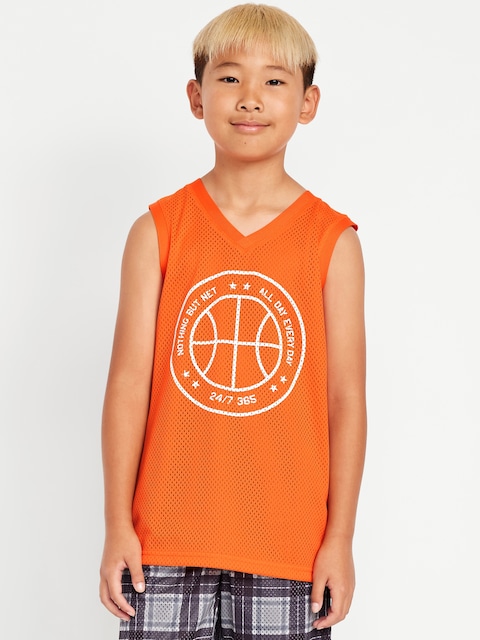 Mesh Graphic Tank Top for Boys - Orange