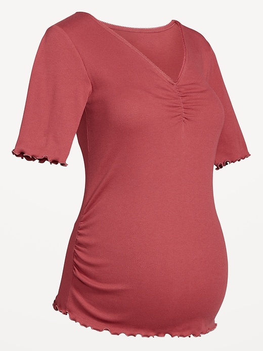 Image number 5 showing, Maternity V-Neck Elbow-Sleeve Top