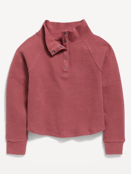 Image number 2 showing, CozePlush Waffle-Knit Henley Top for Girls